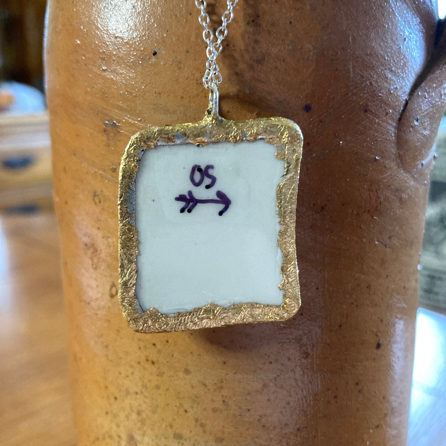 Broken Pottery Artisan Made Pendant Wedgwood Peter Rabbit Collector Plate Handcrafted Necklace 1 1/8 in x 1.25 in