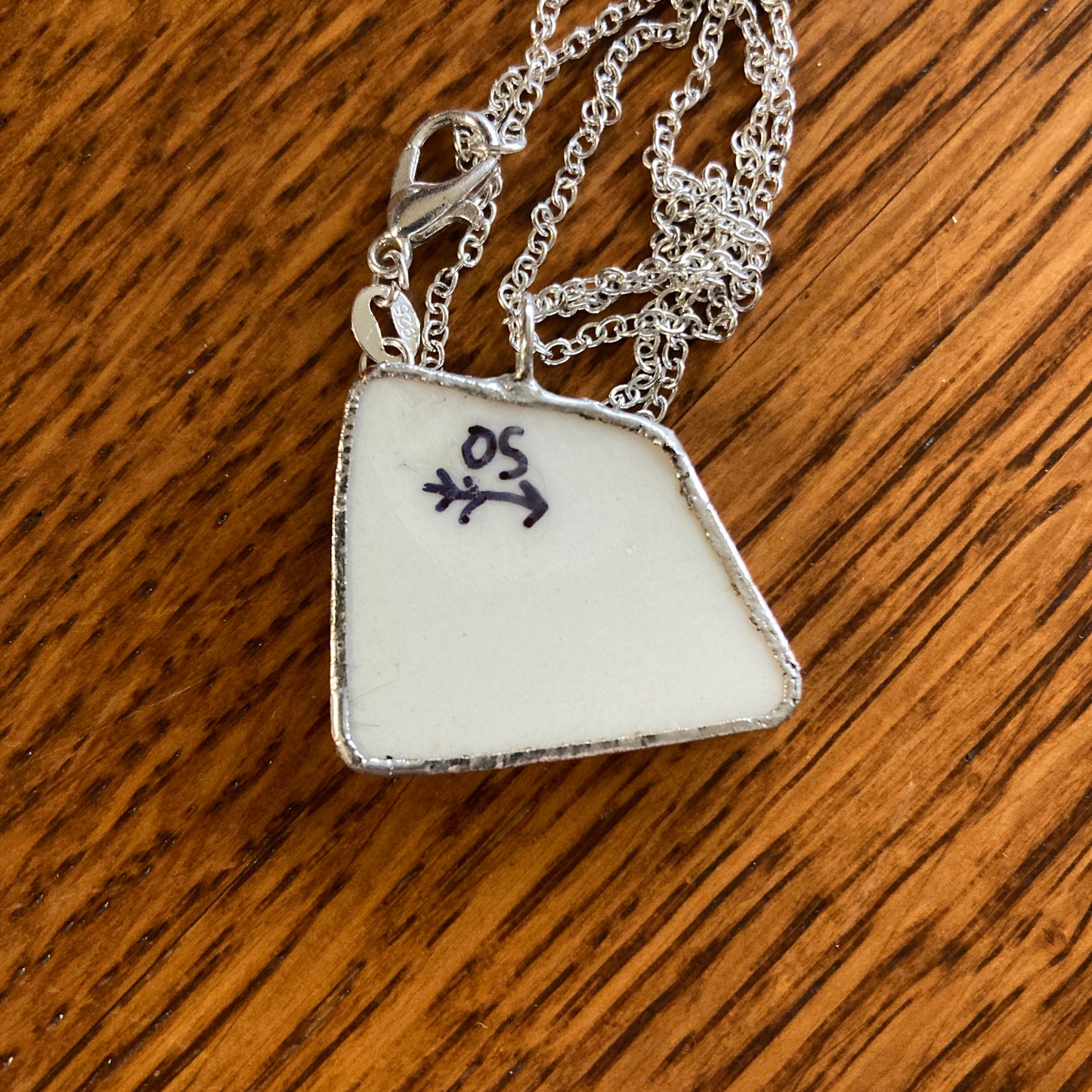 Broken Pottery Artisan Made Pendant Wedgwood Peter Rabbit Collector Plate Handcrafted Necklace 1 1/8 in x 7/8 in