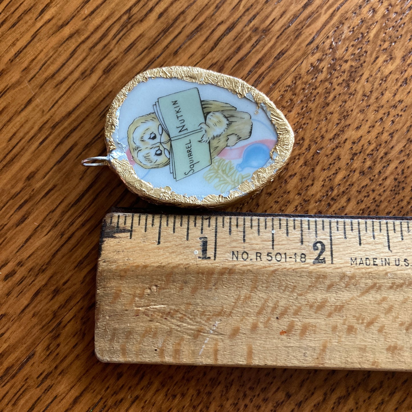Broken Pottery Artisan Made Owl Pendant Wedgwood Peter Rabbit Collector Plate Handcrafted Necklace 1.25 in x 1.75 in