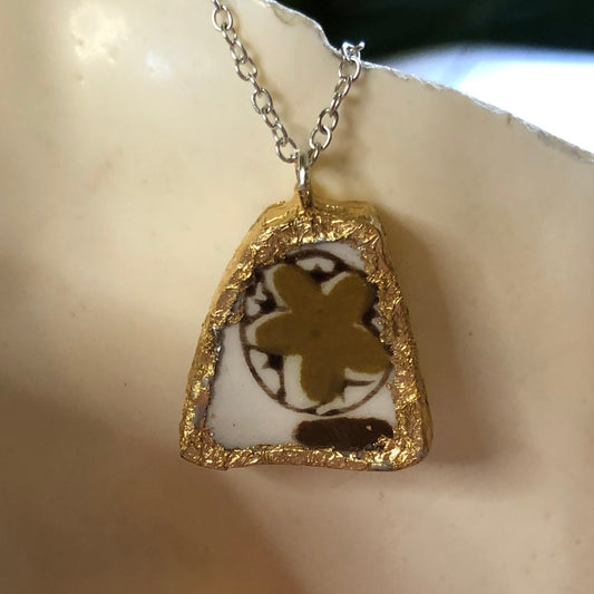 Broken Pottery Artisan Made Tiki Room Pendant Ceramic Guild Esperanto Plate Handcrafted Necklace 7/8in x 7/8in