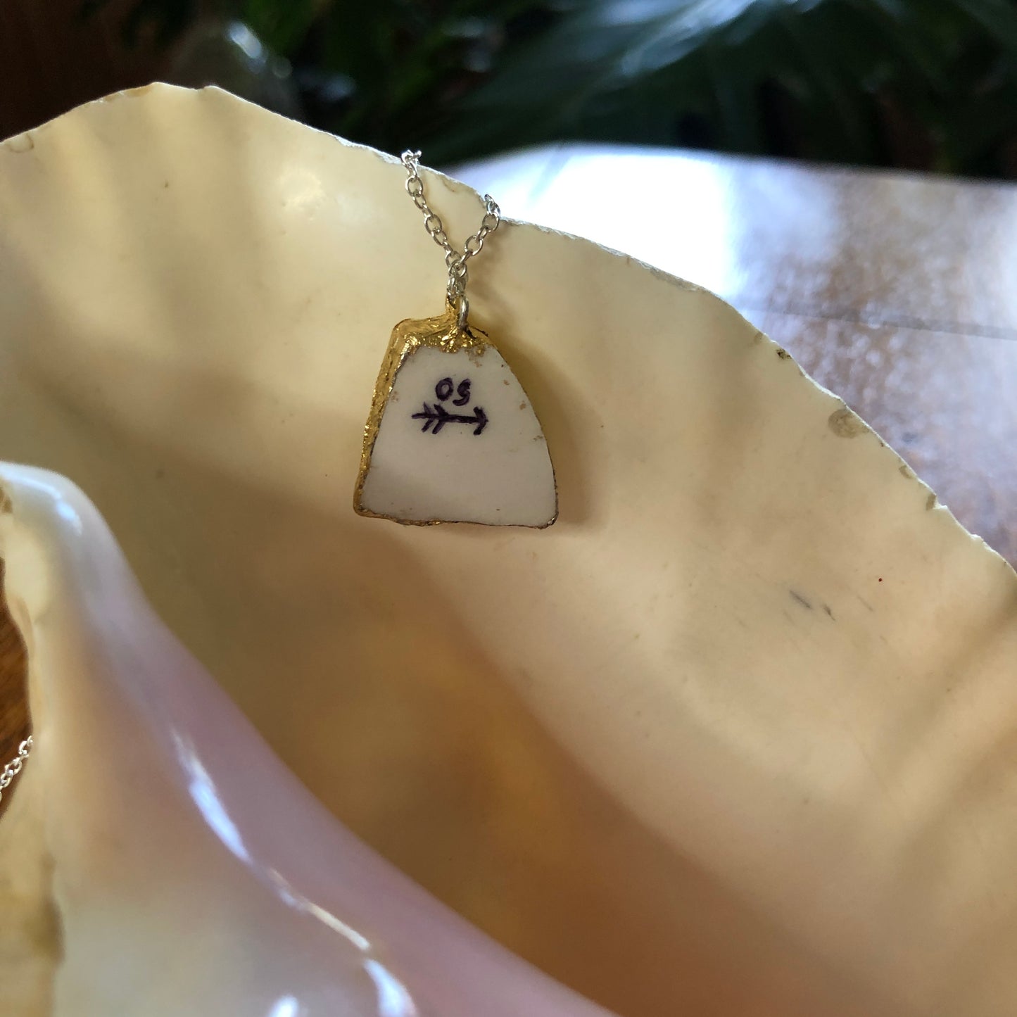 Broken Pottery Artisan Made Tiki Room Pendant Ceramic Guild Esperanto Plate Handcrafted Necklace 7/8in x 7/8in