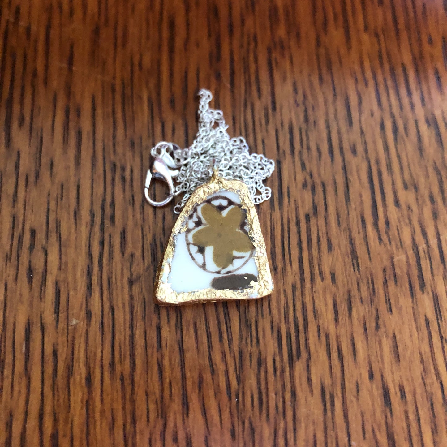 Broken Pottery Artisan Made Tiki Room Pendant Ceramic Guild Esperanto Plate Handcrafted Necklace 7/8in x 7/8in