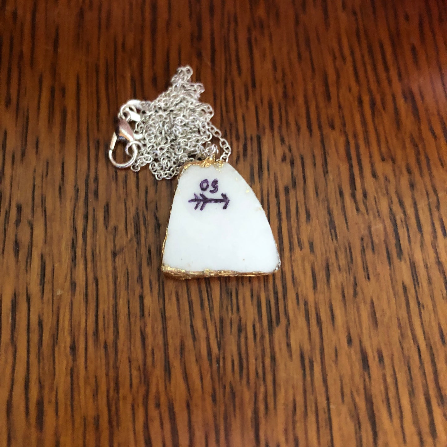 Broken Pottery Artisan Made Tiki Room Pendant Ceramic Guild Esperanto Plate Handcrafted Necklace 7/8in x 7/8in