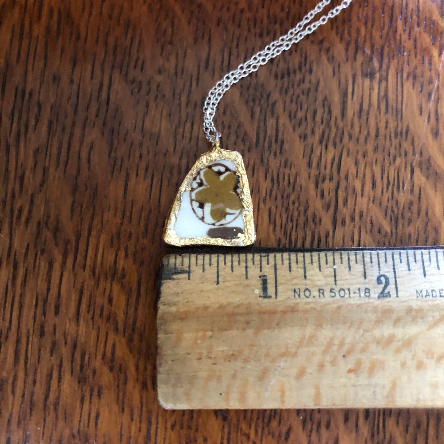 Broken Pottery Artisan Made Tiki Room Pendant Ceramic Guild Esperanto Plate Handcrafted Necklace 7/8in x 7/8in