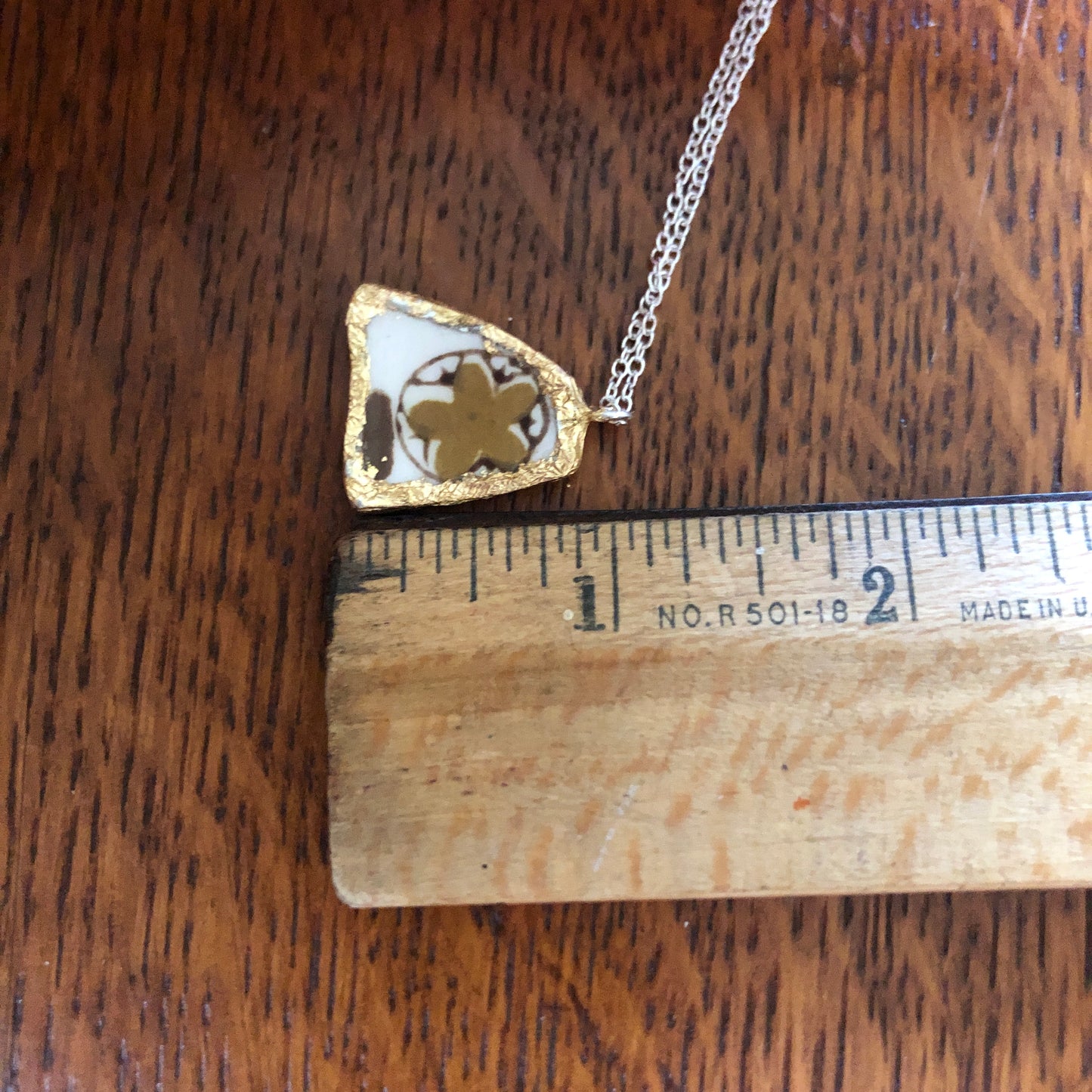 Broken Pottery Artisan Made Tiki Room Pendant Ceramic Guild Esperanto Plate Handcrafted Necklace 7/8in x 7/8in