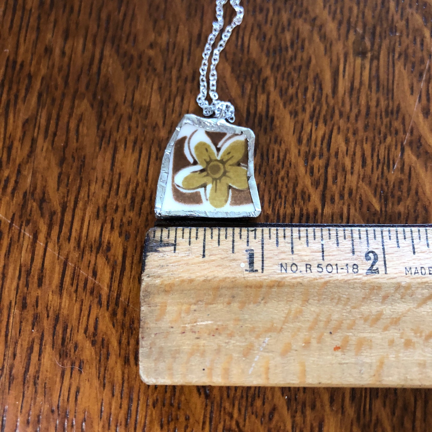 Broken Pottery Artisan Made Tiki Room Pendant Ceramic Guild Esperanto Plate Handcrafted Necklace 7/8in x 7/8in