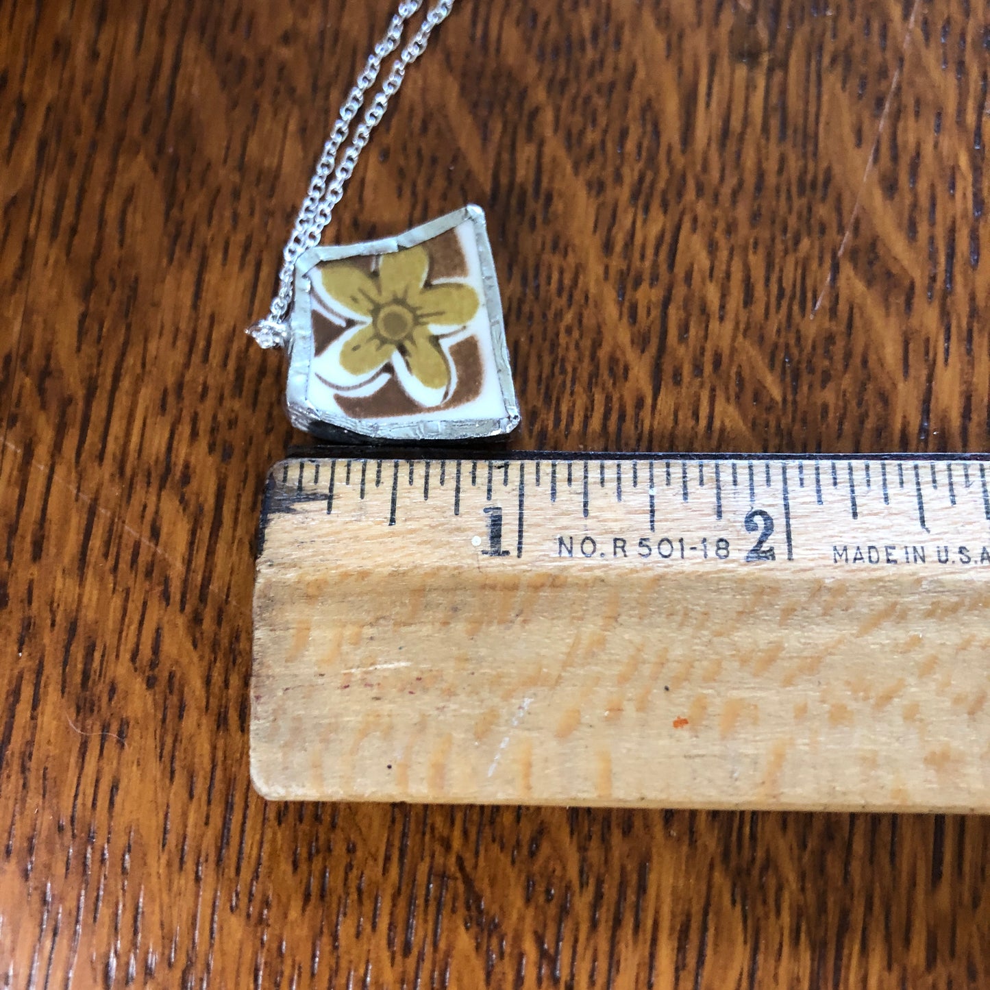 Broken Pottery Artisan Made Tiki Room Pendant Ceramic Guild Esperanto Plate Handcrafted Necklace 7/8in x 7/8in