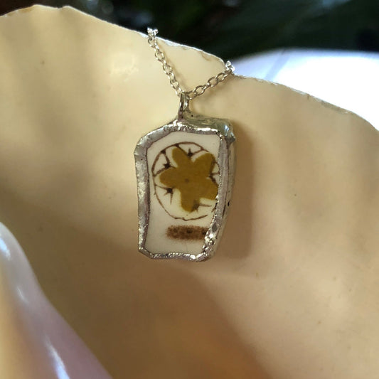 Broken Pottery Artisan Made Tiki Room Pendant Ceramic Guild Esperanto Plate Handcrafted Necklace 5/8in x 1in