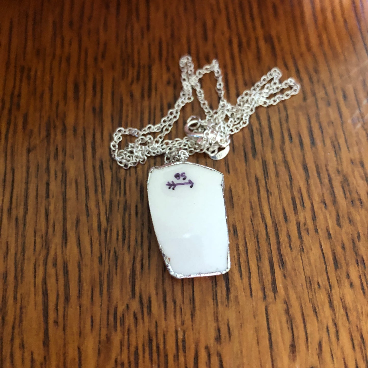 Broken Pottery Artisan Made Tiki Room Pendant Ceramic Guild Esperanto Plate Handcrafted Necklace 5/8in x 1in