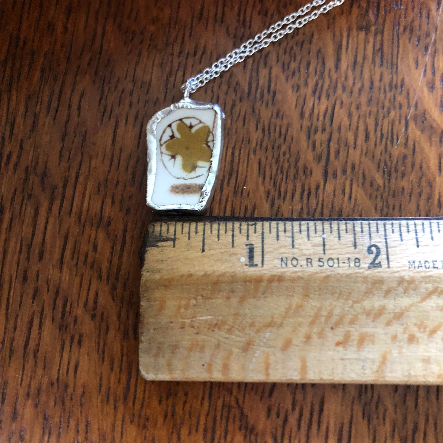 Broken Pottery Artisan Made Tiki Room Pendant Ceramic Guild Esperanto Plate Handcrafted Necklace 5/8in x 1in