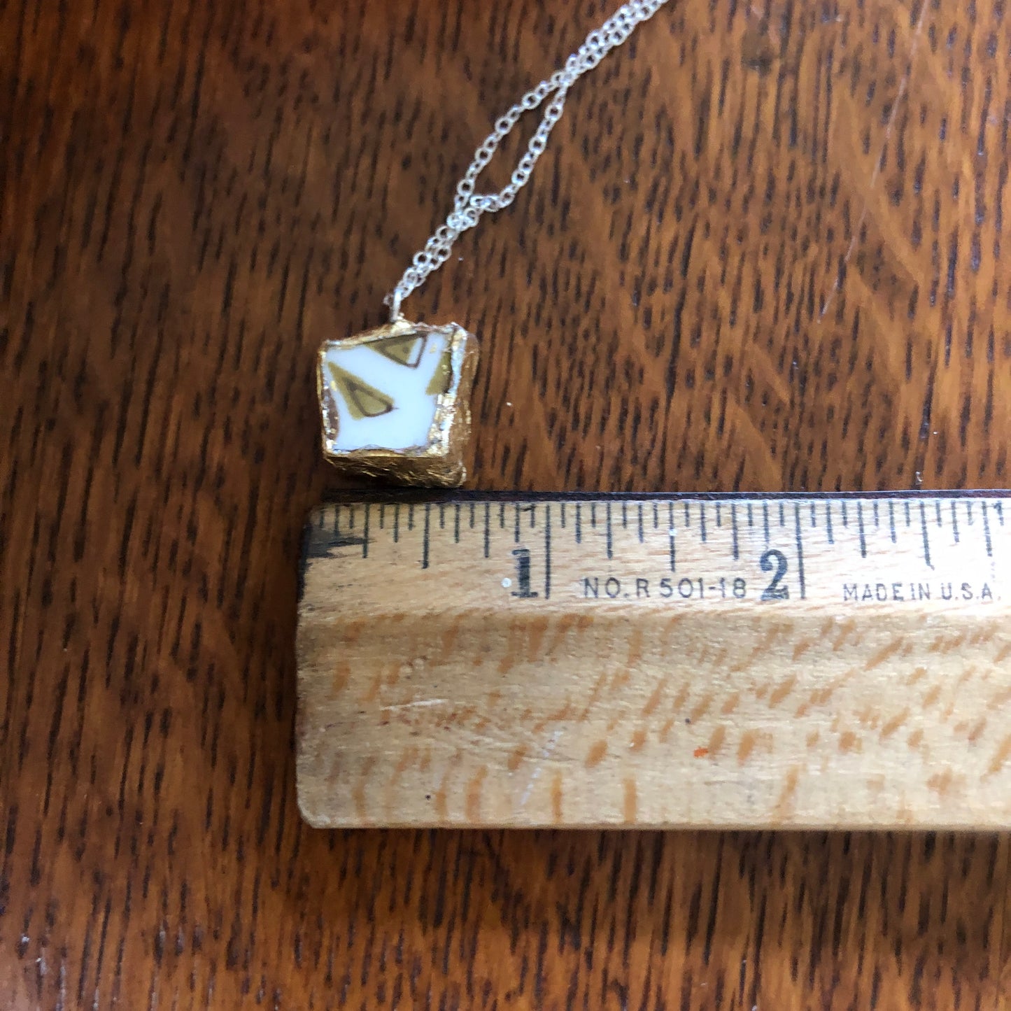 Broken Pottery Artisan Made Tiki Room Pendant Ceramic Guild Esperanto Plate Handcrafted Necklace 5/8in x 5/8in