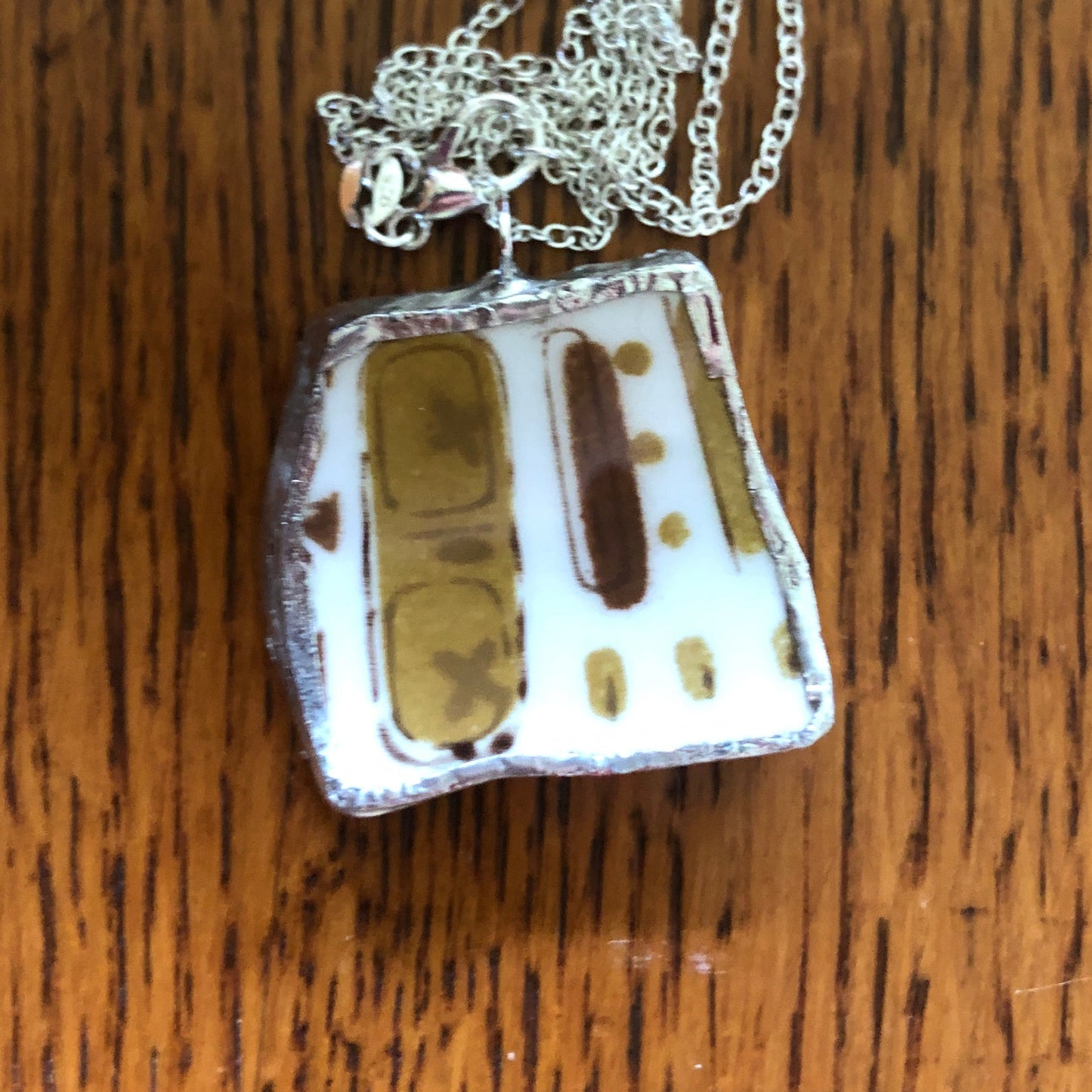 Broken Pottery Artisan Made Tiki Room Pendant Ceramic Guild Esperanto Plate Handcrafted Necklace 1.25in x 1.25in