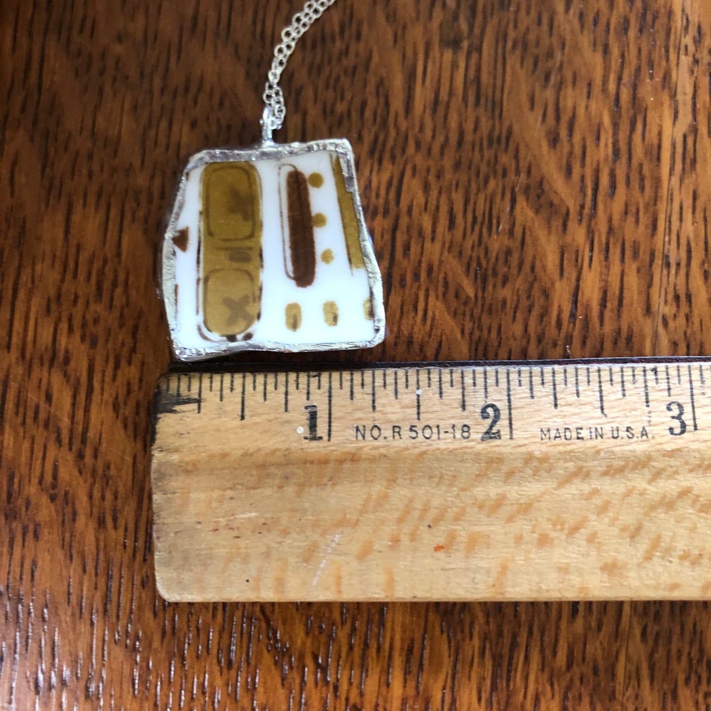 Broken Pottery Artisan Made Tiki Room Pendant Ceramic Guild Esperanto Plate Handcrafted Necklace 1.25in x 1.25in