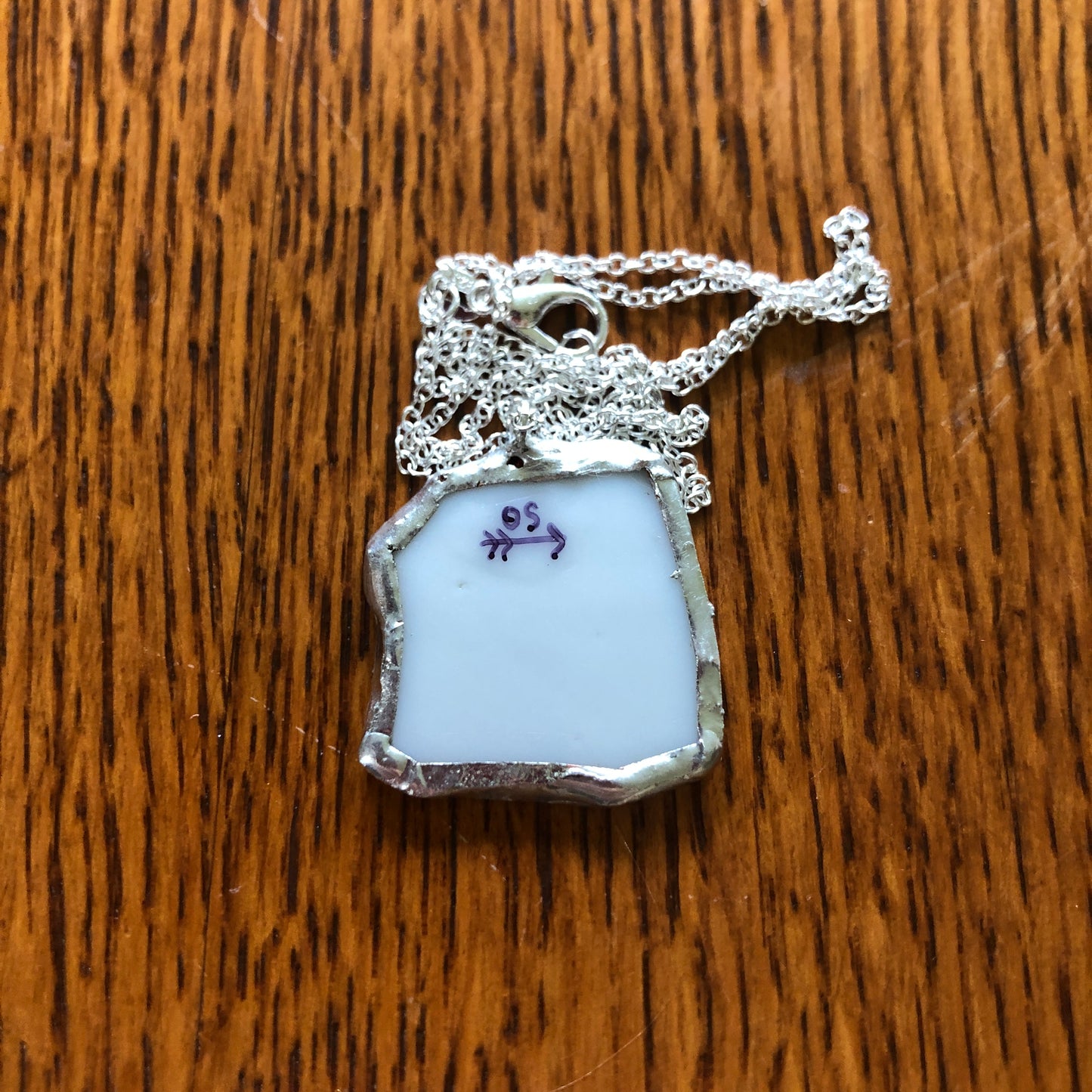 Broken Pottery Artisan Made Pendant Hand Painted Japan Unbranded Plate Handcrafted Necklace 1 1/8in x 1 1/8in