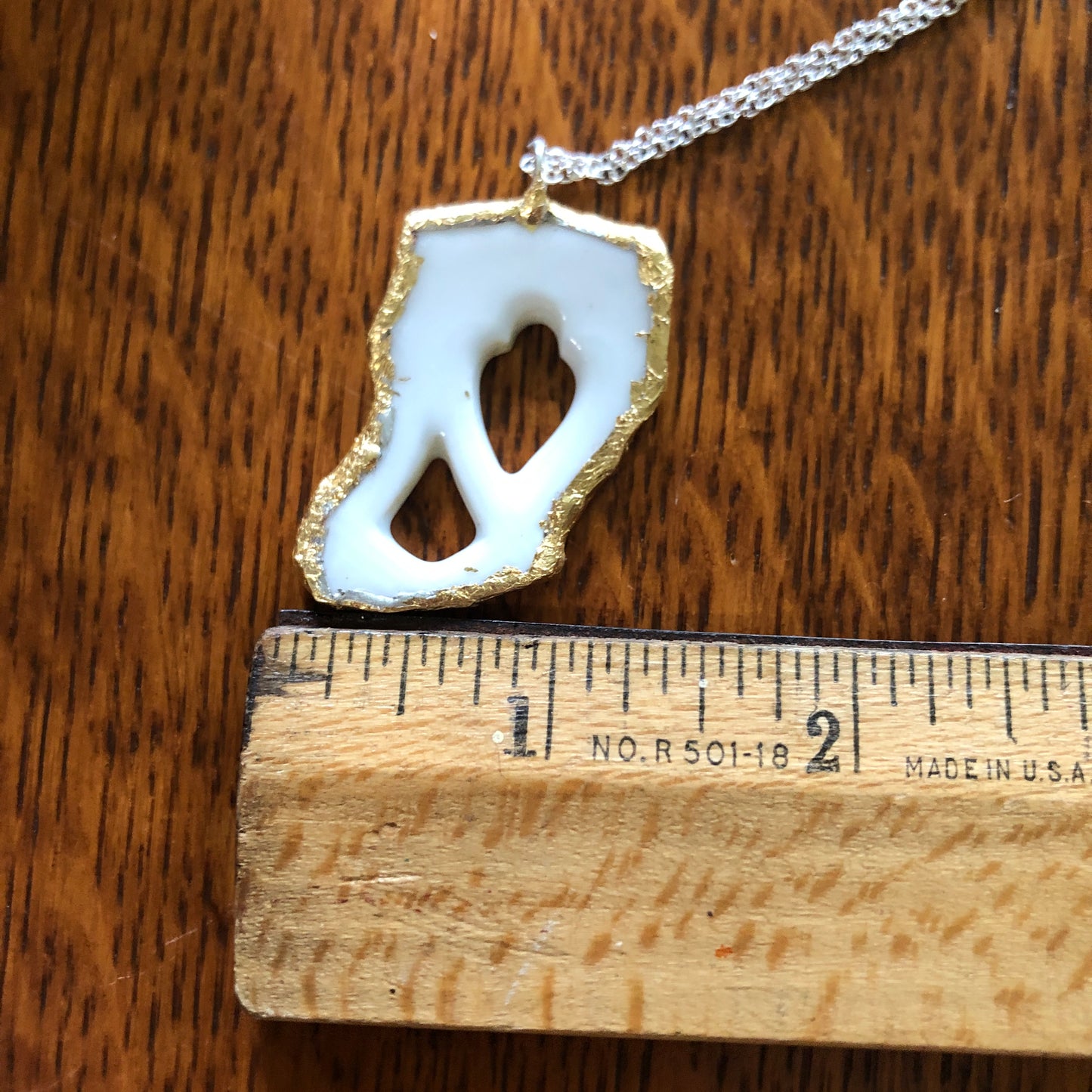 Broken Pottery Artisan Made Pendant Unbranded Reticulated Plate Handcrafted Necklace 1in x 1.5in