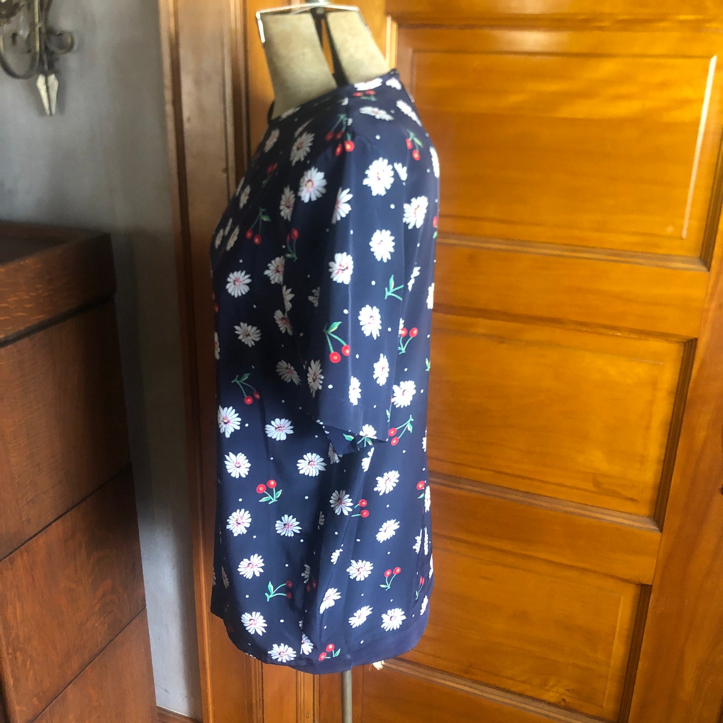 Kathie Lee Cherry And Daisy Pullover 1980's Vintage Shoulder Pads Size 14