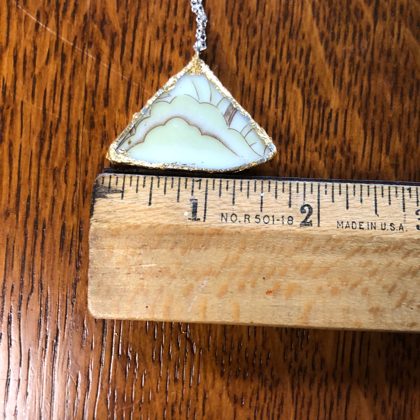 Broken Pottery Artisan Made Pendant Style House Rose Garden Made In Japan Plate Handcrafted Necklace 1.5in x 1in
