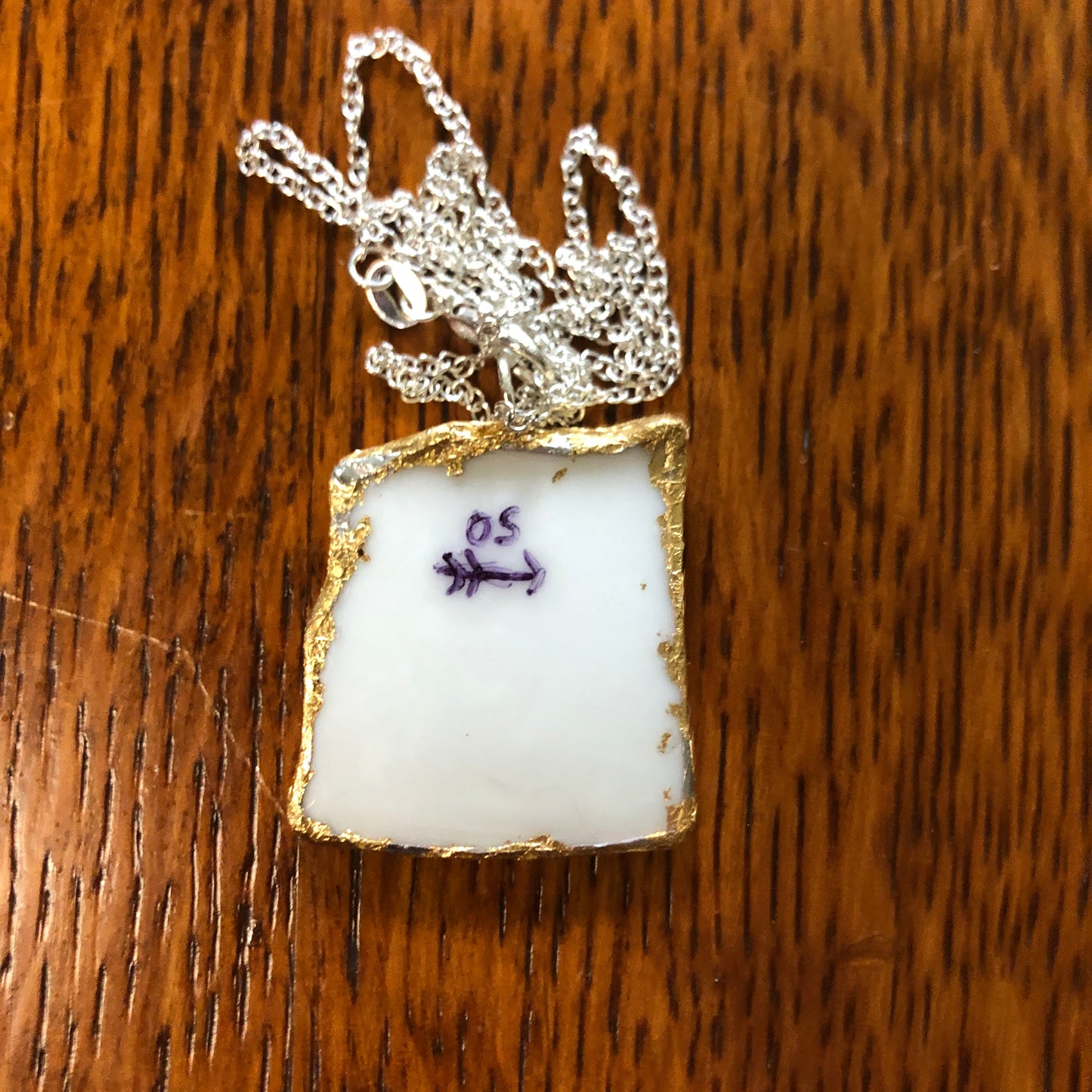 Broken Pottery Artisan Made Pendant Style House Rose Garden Made In Japan Plate Handcrafted Necklace 1.25in x 1.25in