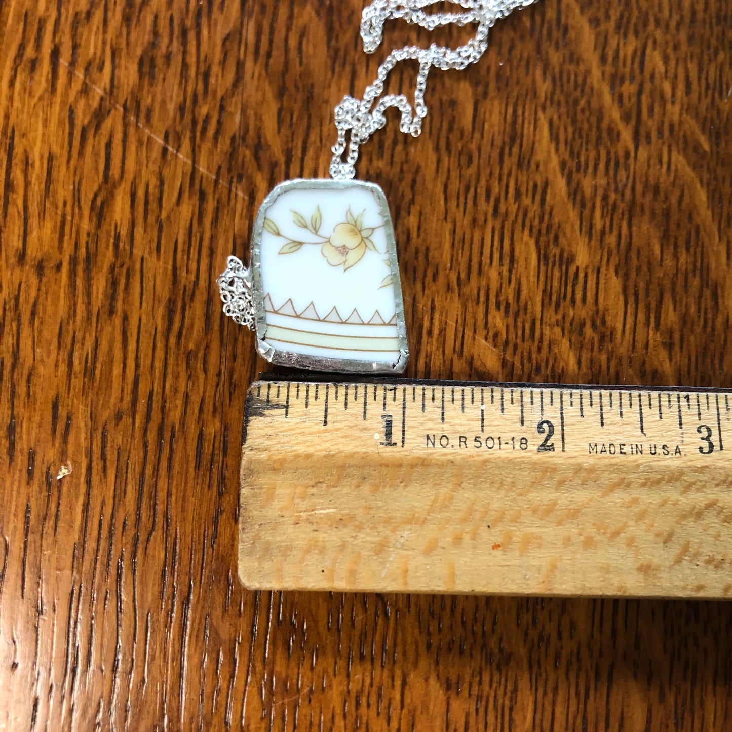 Broken Pottery Artisan Made Pendant Style House Rose Garden Made In Japan Plate Handcrafted Necklace 1.25in x 1in