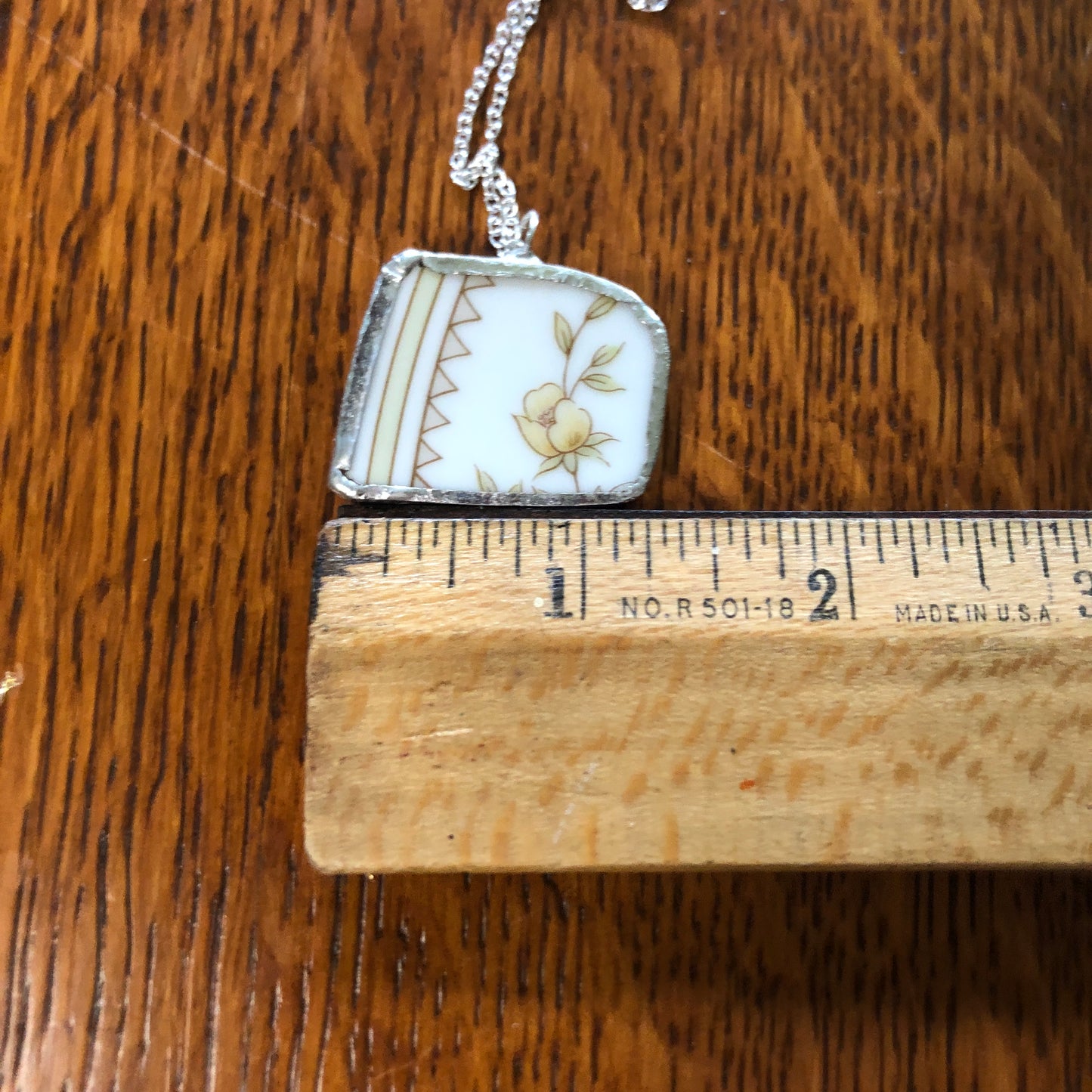 Broken Pottery Artisan Made Pendant Style House Rose Garden Made In Japan Plate Handcrafted Necklace 1.25in x 1in