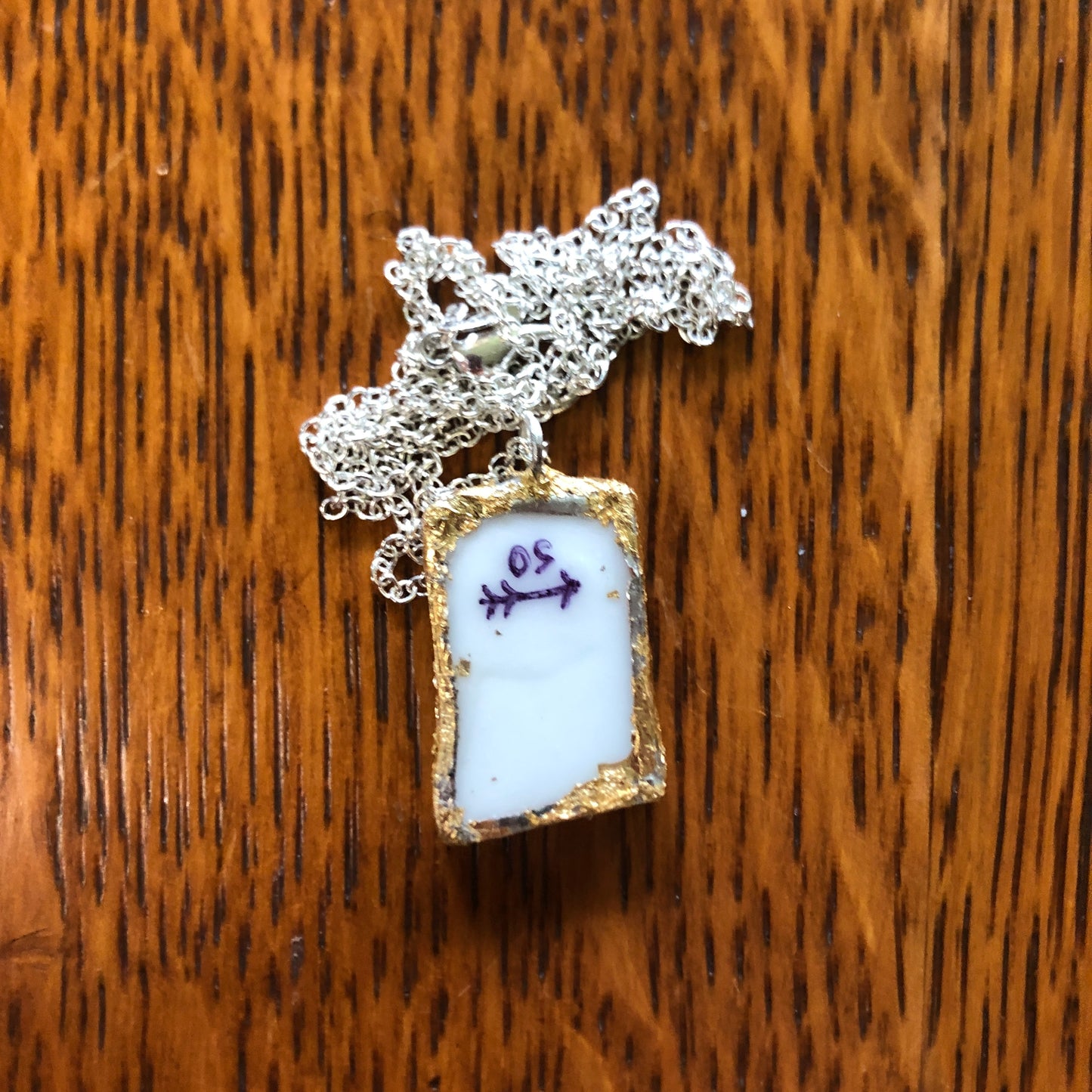 Broken Pottery Artisan Made Pendant Style House Rose Garden Made In Japan Plate Handcrafted Necklace 1in x 7/8in
