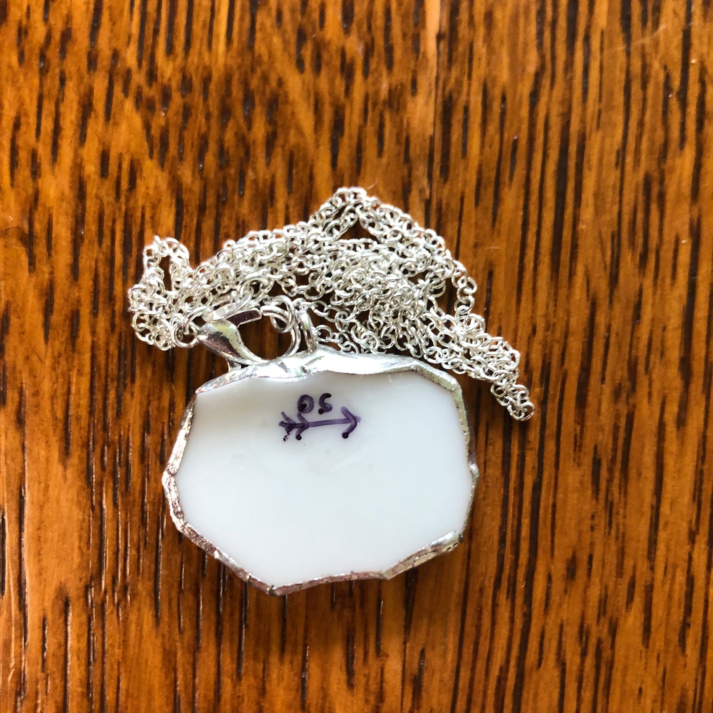 Broken Pottery Artisan Made Pendant Style House Rose Garden Made In Japan Plate Handcrafted Necklace 1 1/8in x 7/8in