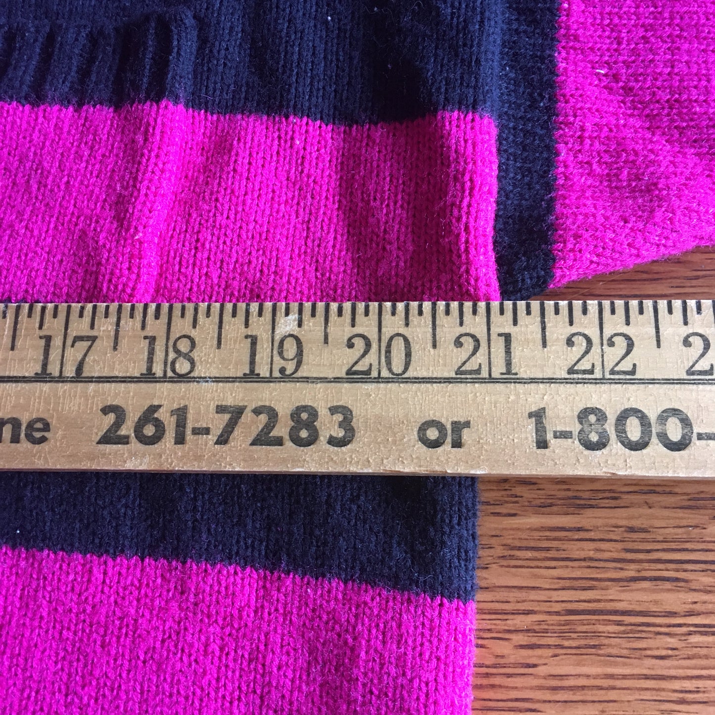 LA Blues Pink And Black Striped Pullover Sweater 1980's Vintage Size L