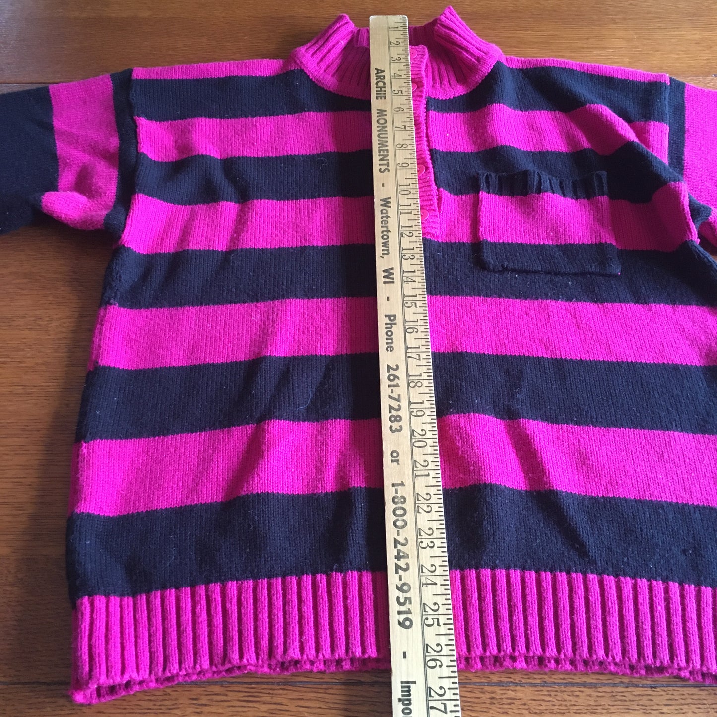 LA Blues Pink And Black Striped Pullover Sweater 1980's Vintage Size L