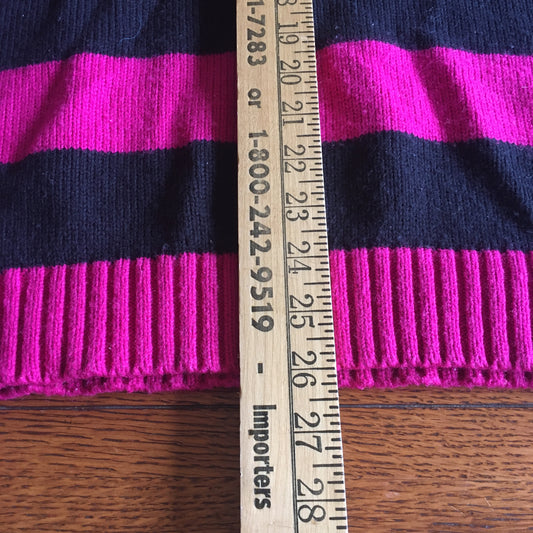 LA Blues Pink And Black Striped Pullover Sweater 1980's Vintage Size L