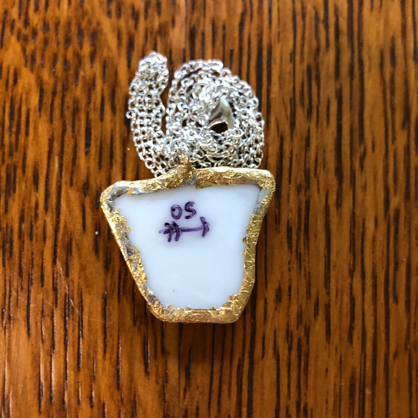Broken Plate Artisan Made Pendant Corelle Butterfly Gold Plate Handcrafted Necklace 1 1/8in x 1in
