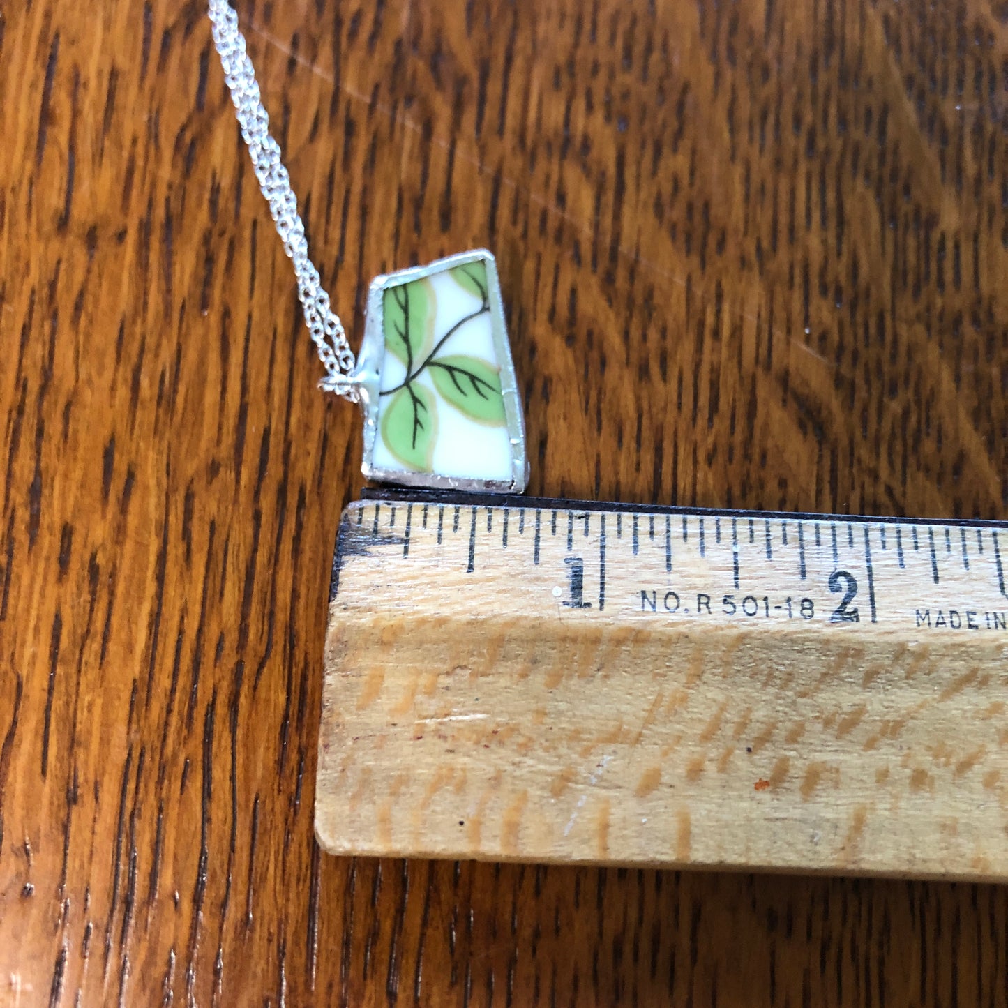 Broken Pottery Artisan Made Pendant Aladdin Fine China Fantasia Occupied Japan Plate Handcrafted Necklace 1in x 5/8in