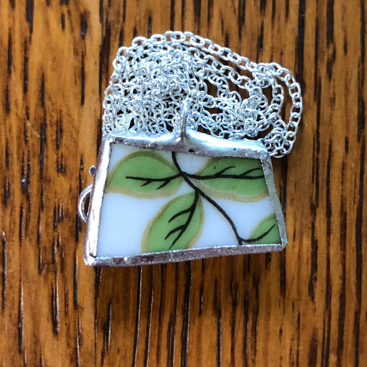 Broken Pottery Artisan Made Pendant Aladdin Fine China Fantasia Occupied Japan Plate Handcrafted Necklace 1in x 5/8in