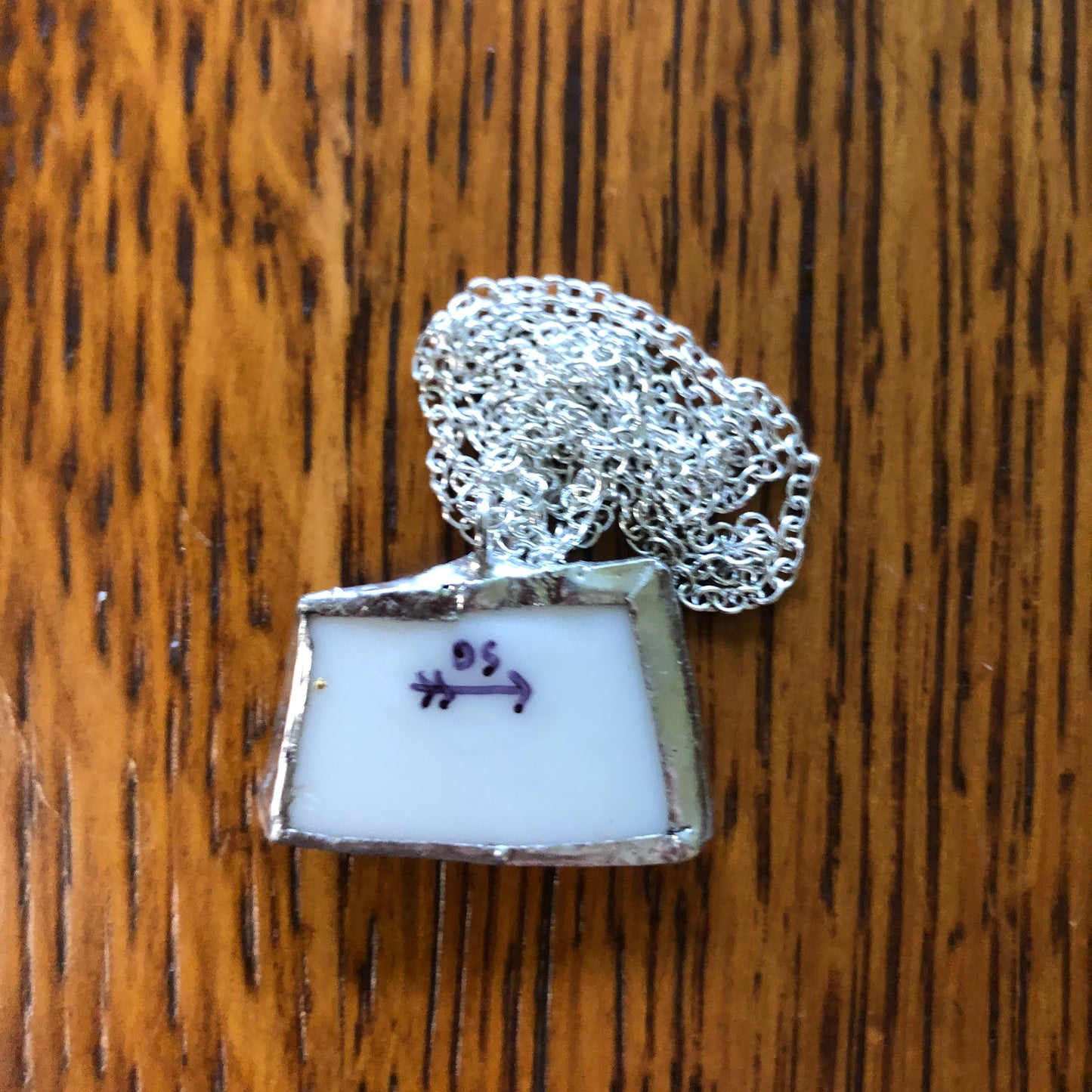 Broken Pottery Artisan Made Pendant Aladdin Fine China Fantasia Occupied Japan Plate Handcrafted Necklace 1in x 5/8in