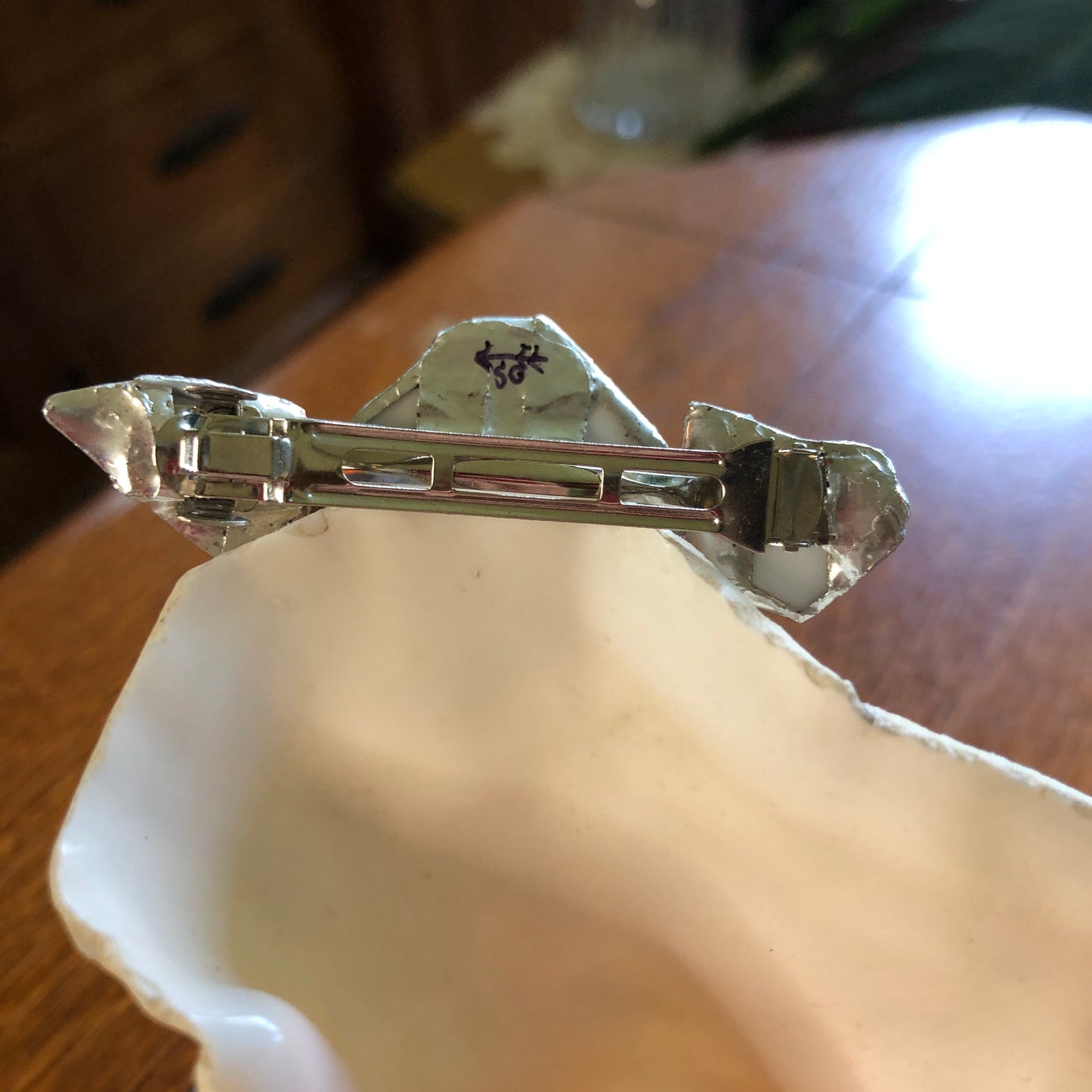 Broken Plate Artisan Made Barrette Aladdin Fine China Fantasia Occupied Japan Plate Handcrafted Hair Clip 2.75in x 1in