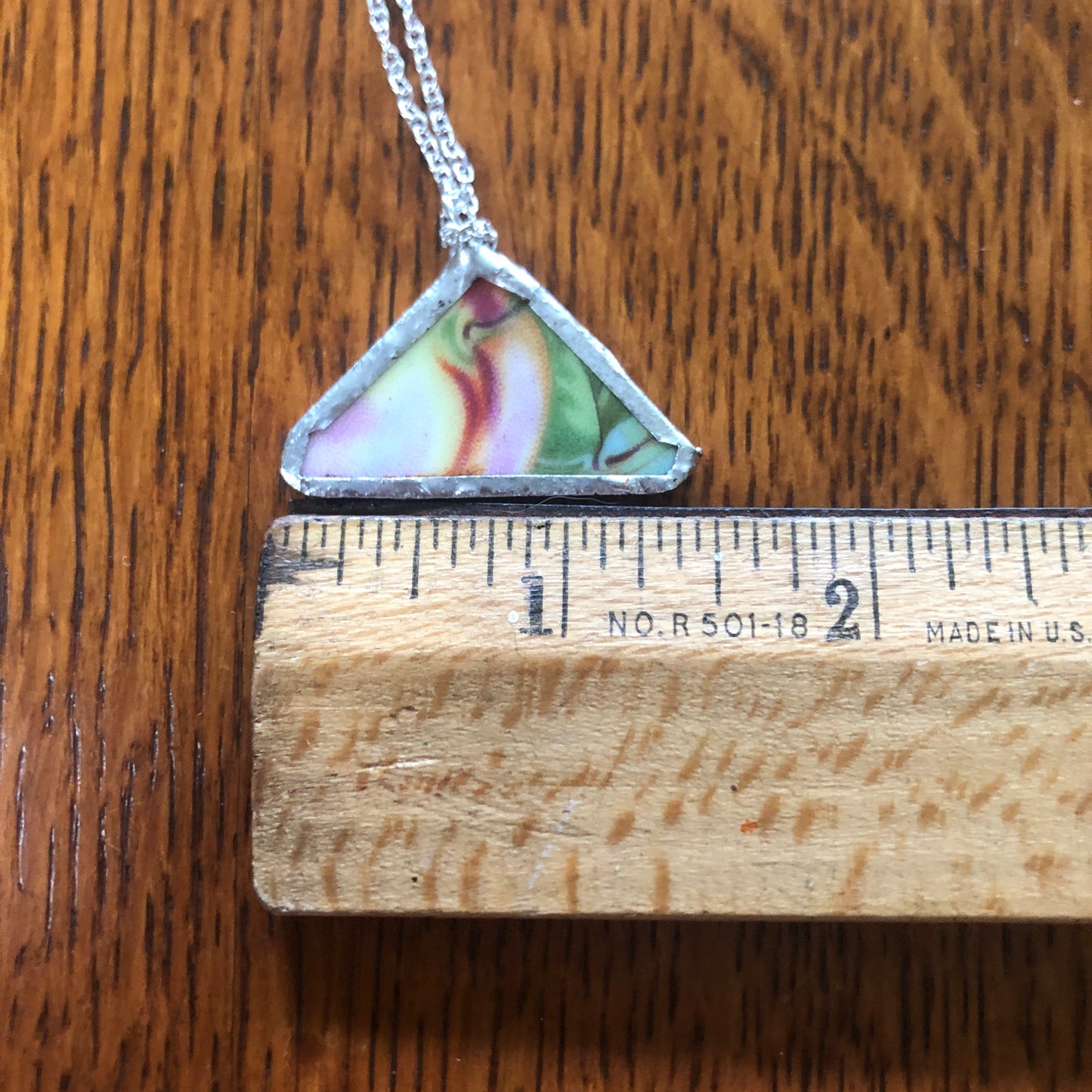 Broken Pottery Artisan Made Apple Pendant Eagle China Austria Plate Handcrafted Necklace  1.5in x  7/8in