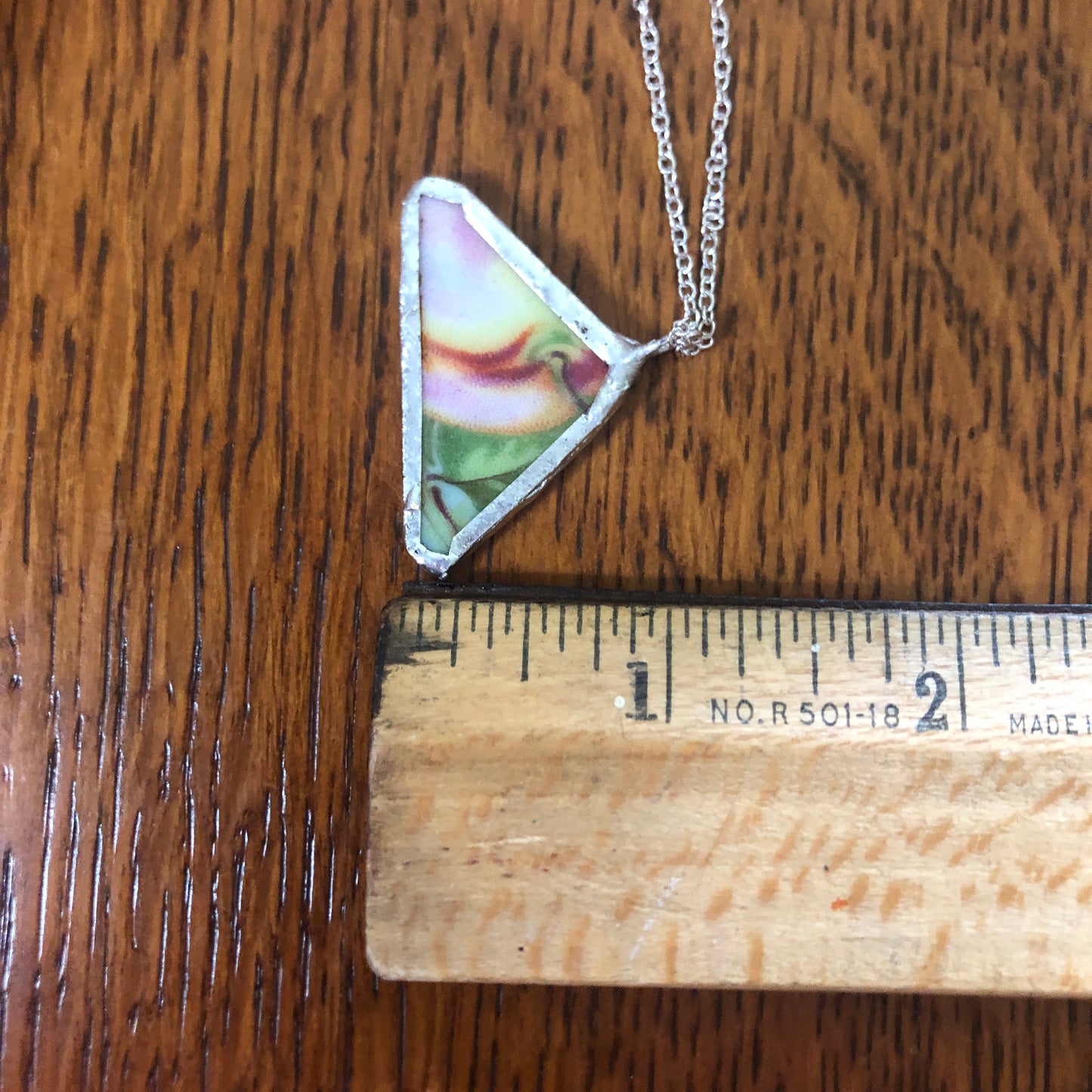 Broken Pottery Artisan Made Apple Pendant Eagle China Austria Plate Handcrafted Necklace  1.5in x  7/8in