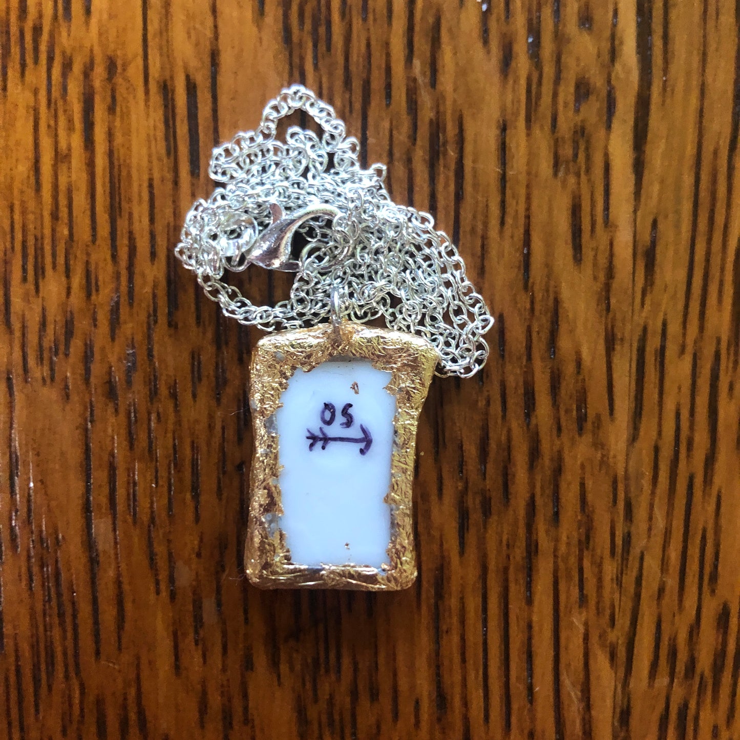 Broken Plate Artisan Made Pendant Corelle Butterfly Gold Plate Handcrafted Necklace 5/8in x 1in