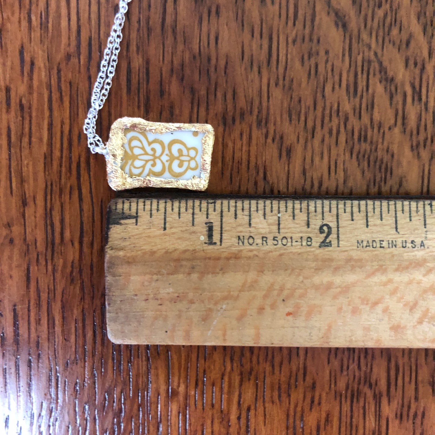 Broken Plate Artisan Made Pendant Corelle Butterfly Gold Plate Handcrafted Necklace 5/8in x 1in
