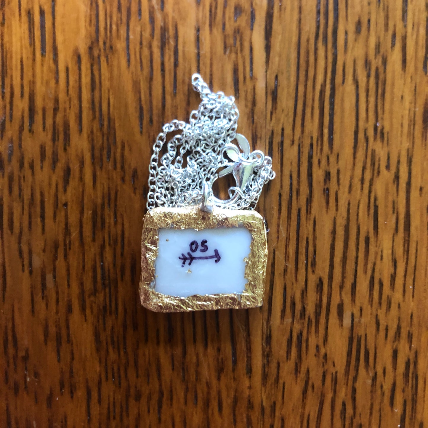 Broken Plate Artisan Made Pendant Corelle Butterfly Gold Plate Handcrafted Necklace 7/8in x 5/8in