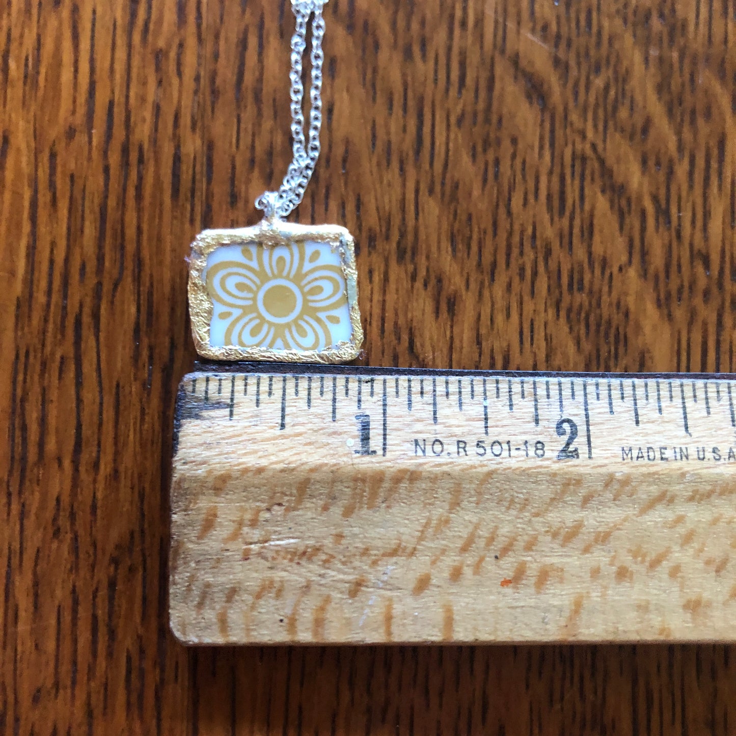Broken Plate Artisan Made Pendant Corelle Butterfly Gold Plate Handcrafted Necklace 7/8in x 5/8in