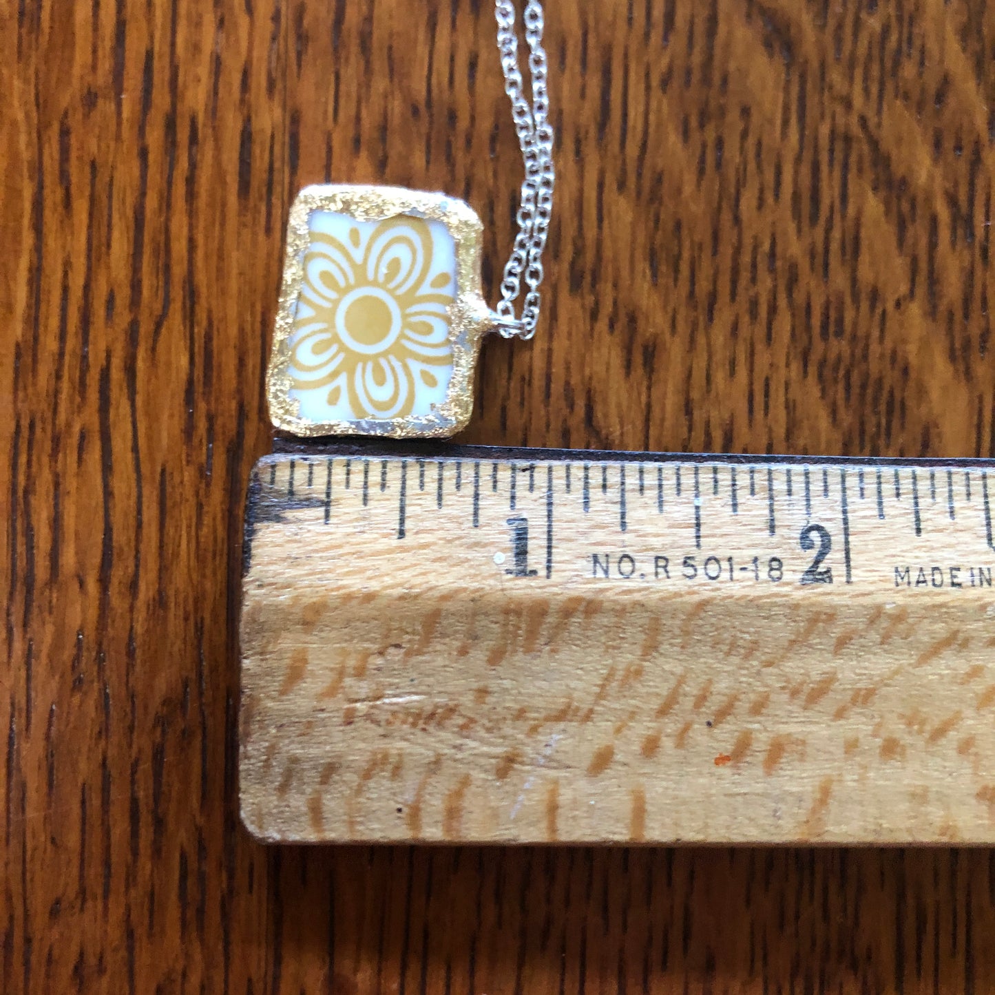 Broken Plate Artisan Made Pendant Corelle Butterfly Gold Plate Handcrafted Necklace 7/8in x 5/8in