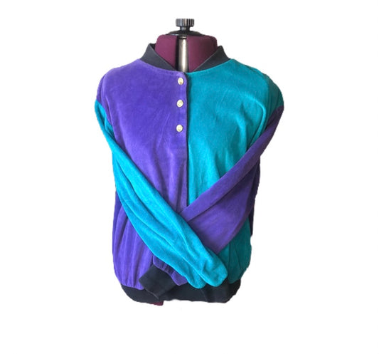 Alfred Dunner Vintage Velour Color Block Shirt Made In USA