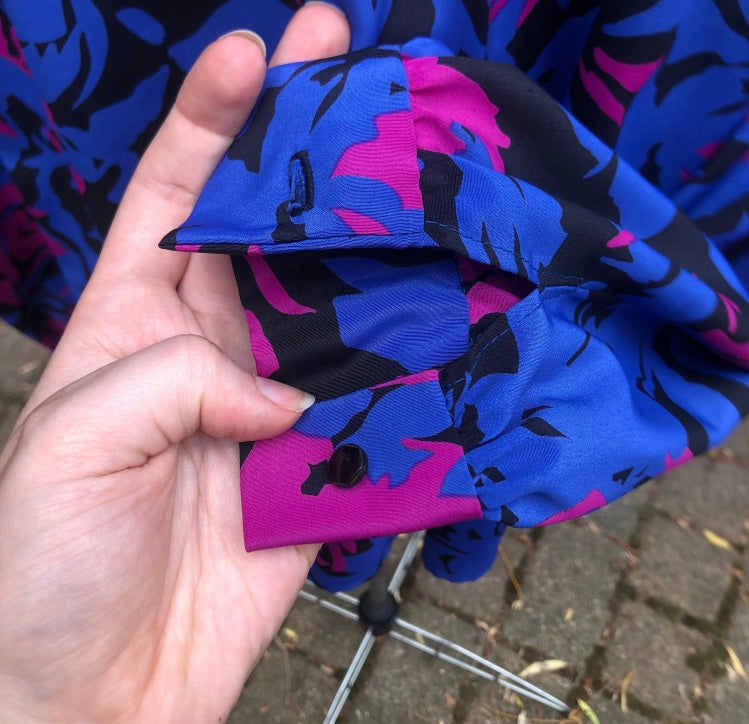 Blue and purple 1980’s vintage button up shirt adorable bow