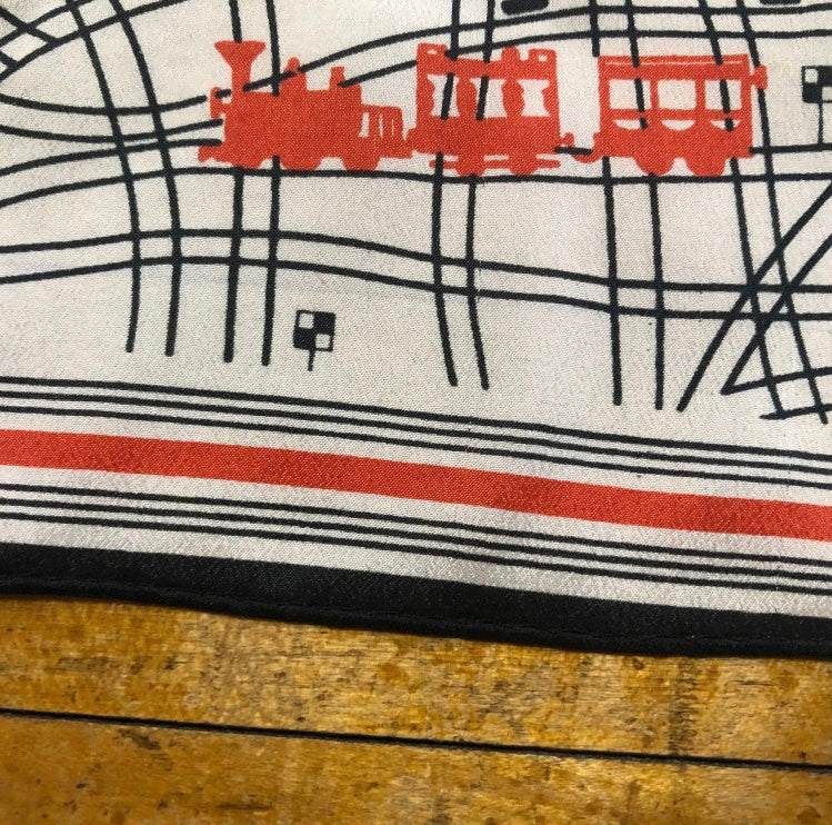 Railway Motif Unbranded Scarf Train Lover Vintage Railroad Scarf Railroad Design