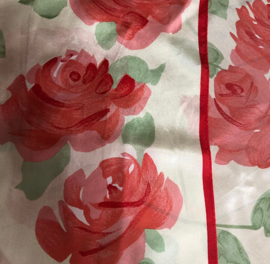 Rose Motif Scarf Vana Brand, 50in x 15in, Hand Rolled Hem, Vintage Scarves, Collector, Fun Accessories