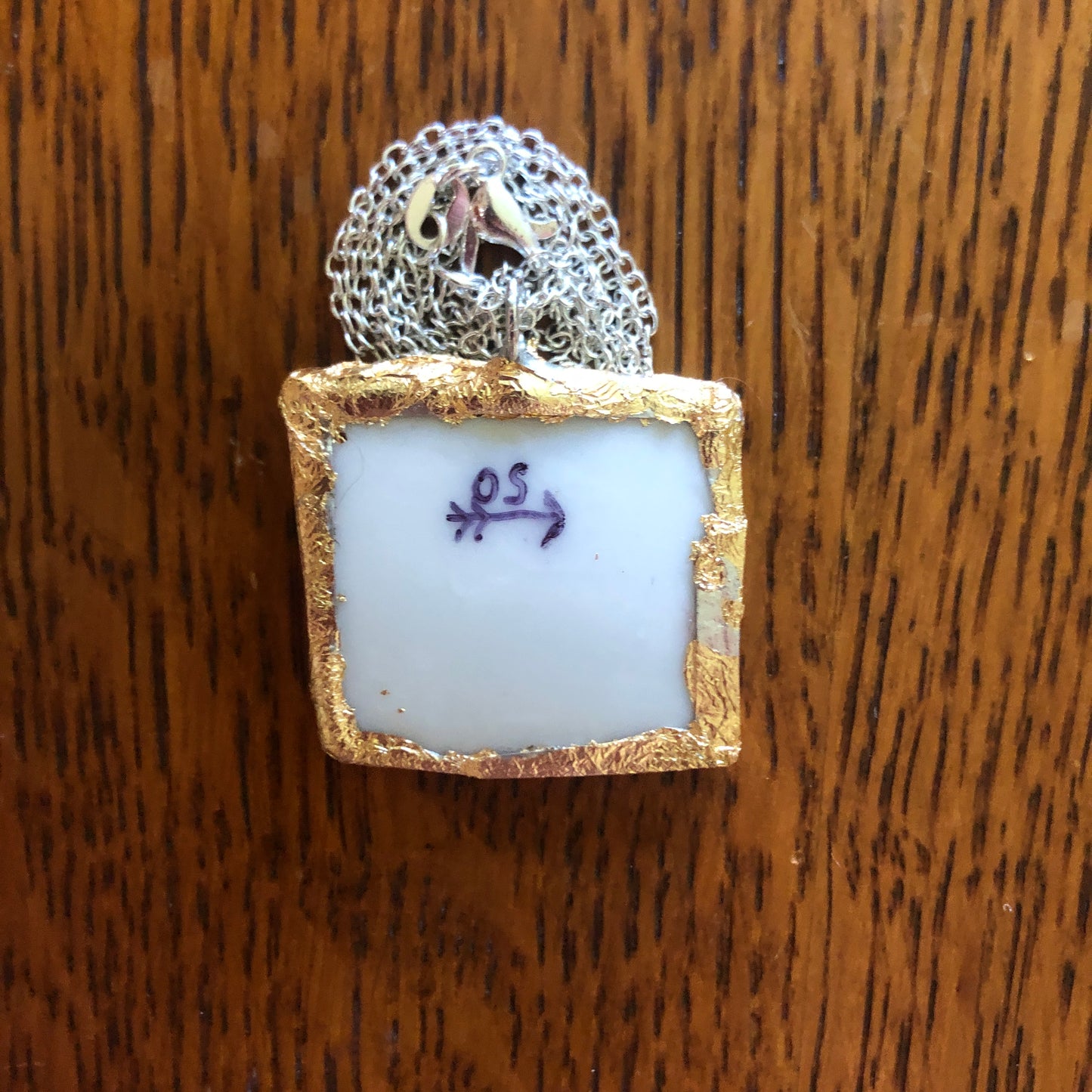 Broken Pottery Artisan Made Sunset Pendant Three Crown China Plate Handcrafted Necklace 1.25in x 1in