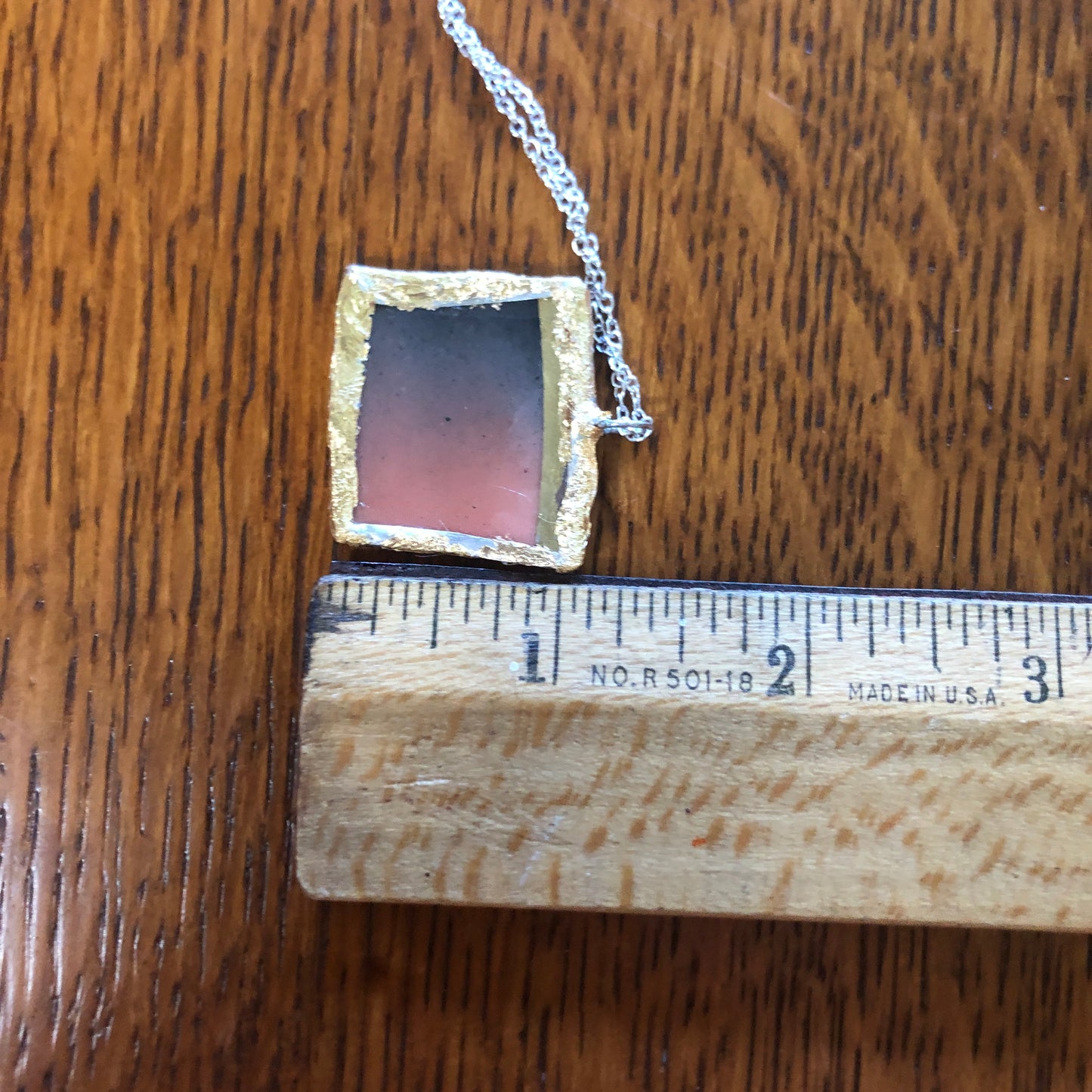 Broken Pottery Artisan Made Sunset Pendant Three Crown China Plate Handcrafted Necklace 1.25in x 1in