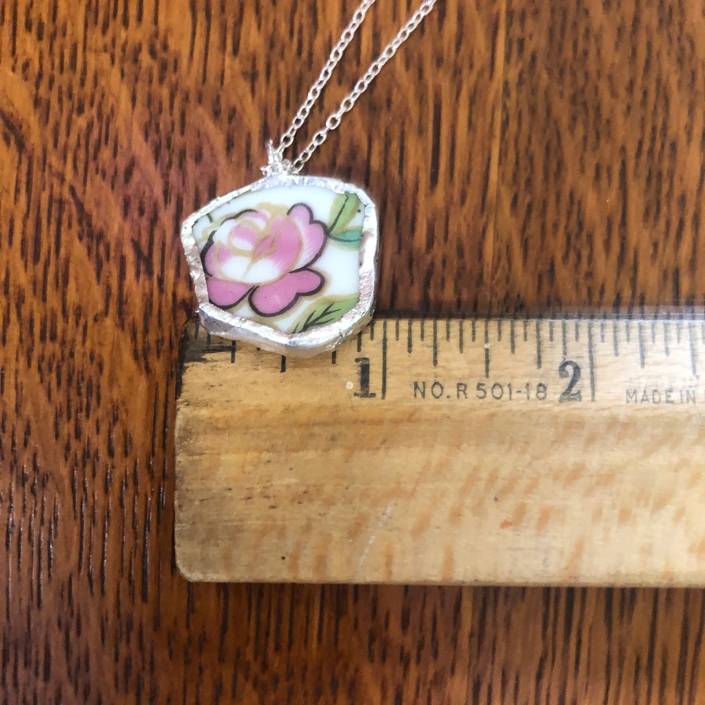 Broken Pottery Artisan Made Pendant Aladdin Fine China Fantasia Occupied Japan Plate Handcrafted Necklace 1 in x 1 in