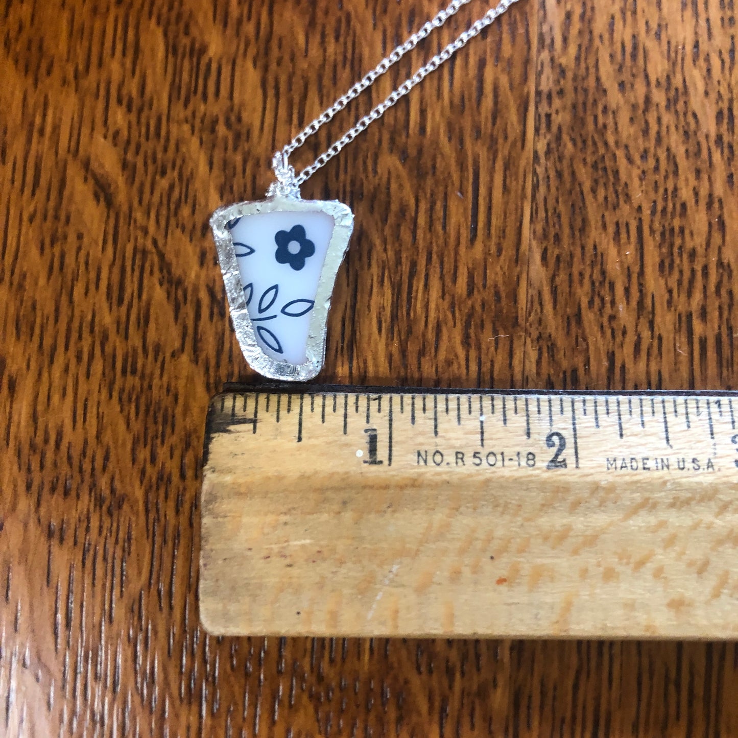 Broken Pottery Artisan Made Pendant Pyrex Mug Handcrafted Necklace 3/4 in x 1 in