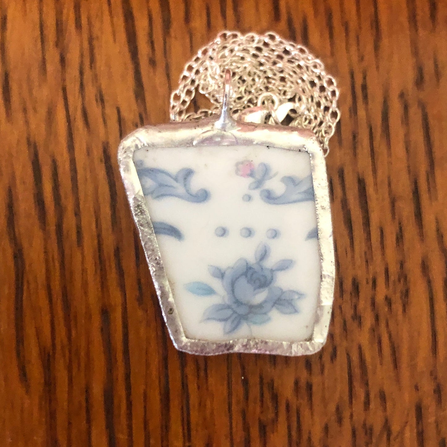 Broken Pottery Artisan Made Pendant Ekco International Made In Japan Plate Handcrafted Necklace 1 in x 1 in